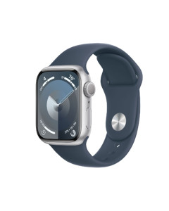 שעון חכם Apple Watch Series 9 GPS 45mm Silver Aluminium Case with Storm Blue Sport Band - M/L