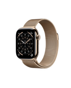 שעון Apple Watch series 11 GPS +Cellular 46mm Gold Titanium Case with Gold Milanese Loop S/M