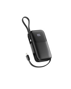 סוללת טעינה מיני 2כבלים מובנים צד+צג 10000mAh שחור Miracase