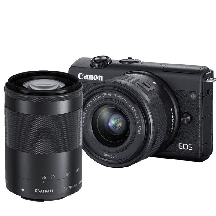 מצלמת מירורלס שחור 55-200+CANON eos M200 15-45