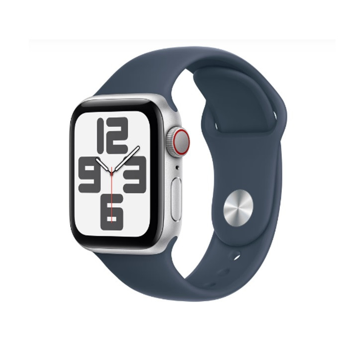 שעון חכם Apple New Watch SE GPS + Cellular 40mm Silver Aluminium Case with Storm Blue Sport Band - M/L