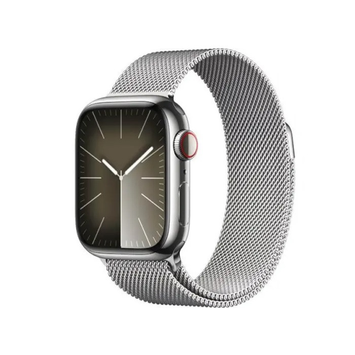 שעון חכם Apple Watch Series 9 GPS + Cellular 41mm Silver Stainless Steel Case with Silver Milanese Loop