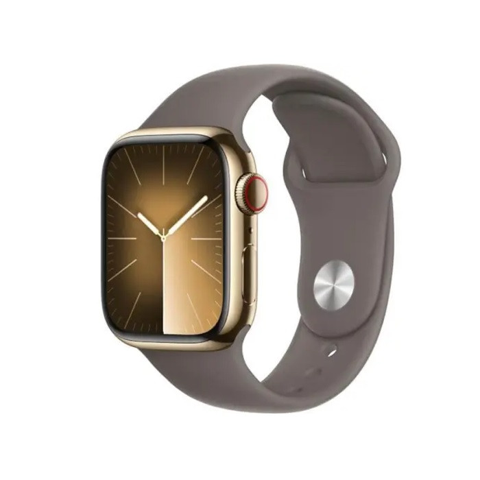 שעון חכם Apple Watch Series 9 GPS + Cellular 41mm Gold Stainless Steel Case with Clay Sport Band - S/M