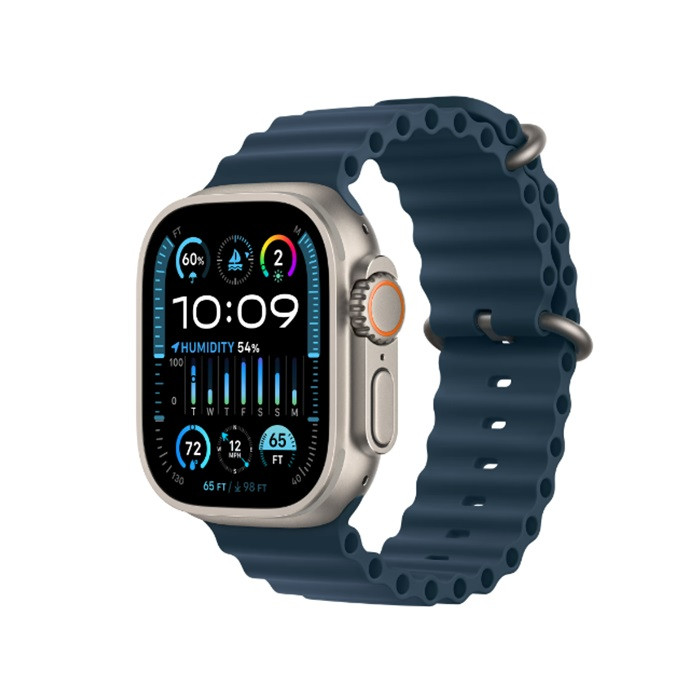 שעון חכם Apple Watch Ultra 2 GPS + Cellular, 49mm Titanium Case with Blue Ocean Band