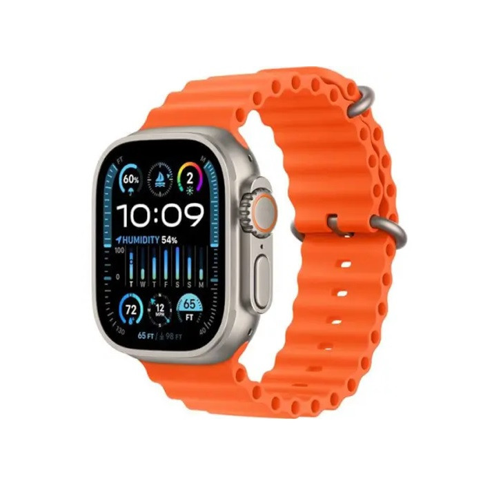 שעון חכם Apple Watch Ultra 2 GPS + Cellular, 49mm Titanium Case with Orange Ocean Band
