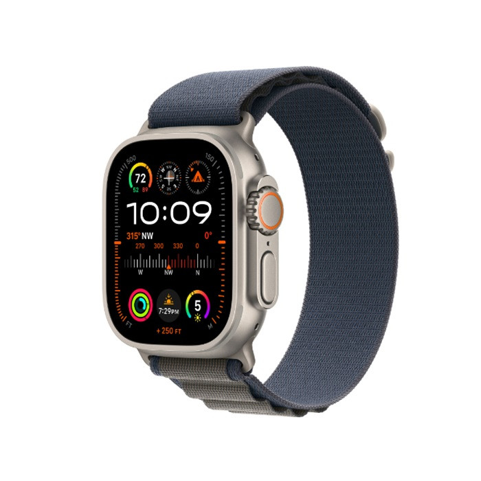 שעון חכם Apple Watch Ultra 2 GPS + Cellular, 49mm Titanium Case with Blue Alpine Loop - Small