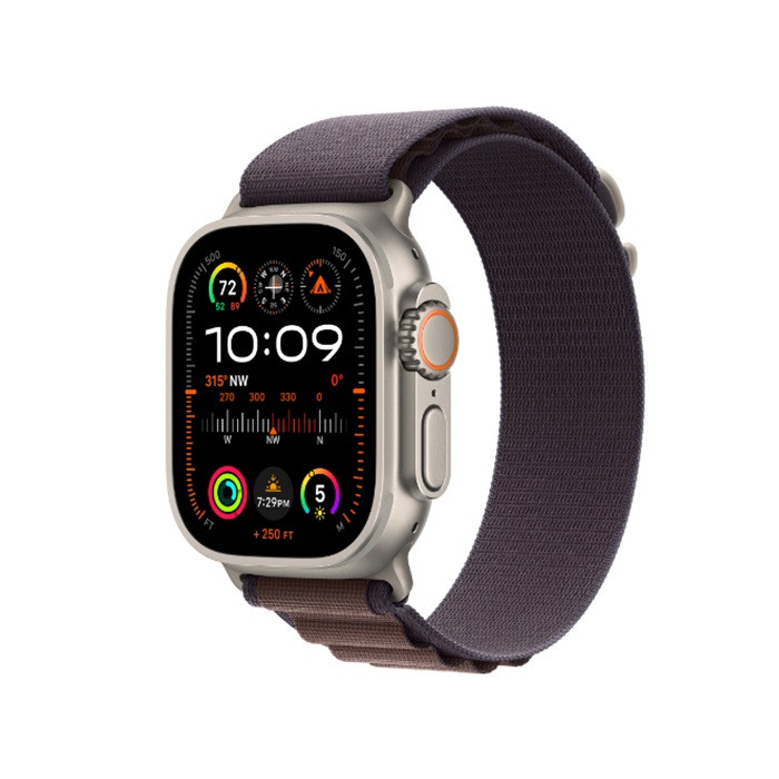שעון חכם Apple Watch Ultra 2 GPS + Cellular, 49mm Titanium Case with Indigo Alpine Loop - Medium
