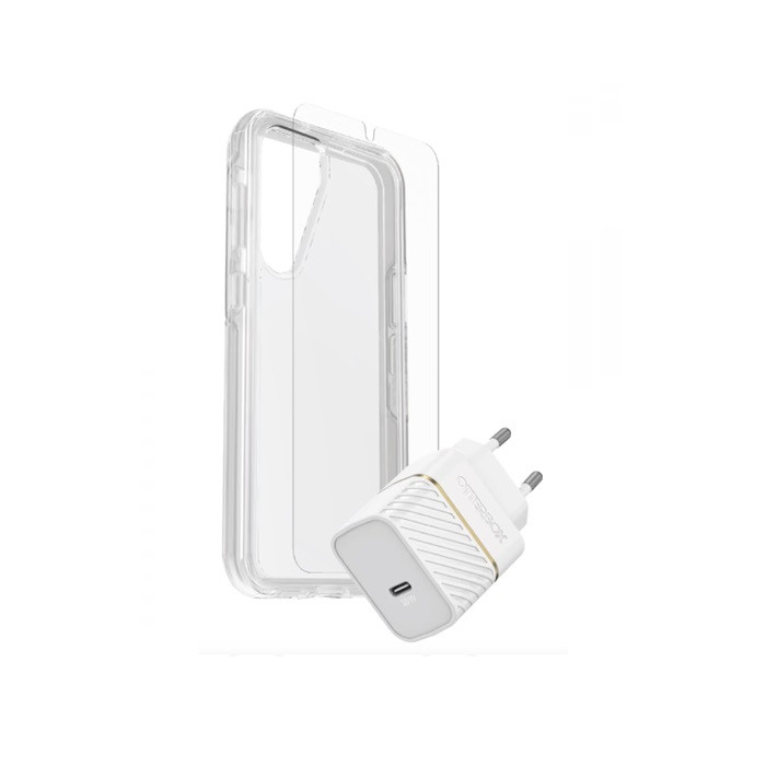 קיט אביזרים Otter ל S24 Plus (מטען בית 30w,סימטרי שקוף,מגן מסך)