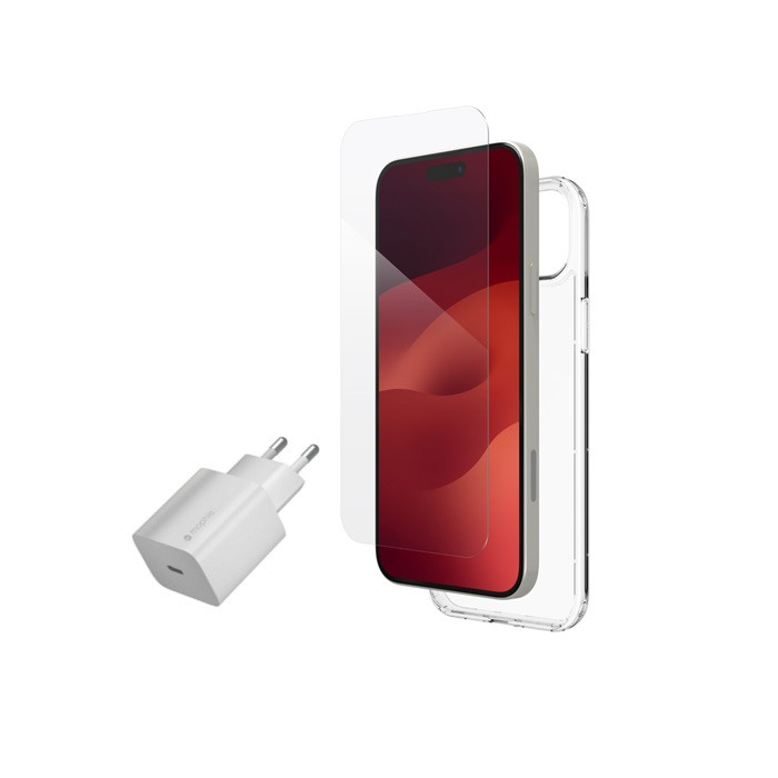קיט אביזרים  ZAGG iPhone 15 Plus(30w&Crystal Clear&Elite Glass)