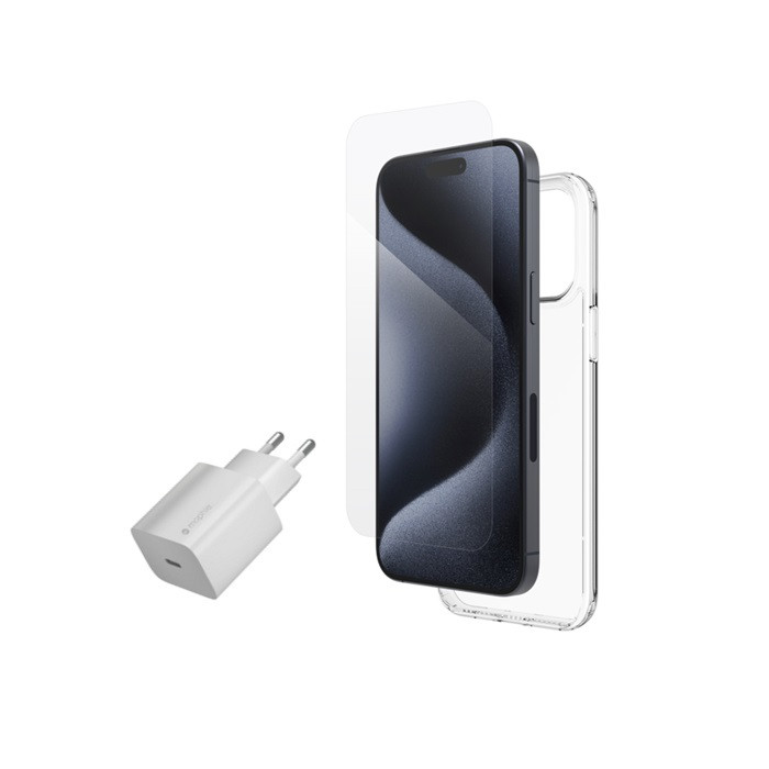 קיט אביזרים  ZAGG iPhone 15Pro Max (30w&Crystal Clear&Elite Glass)