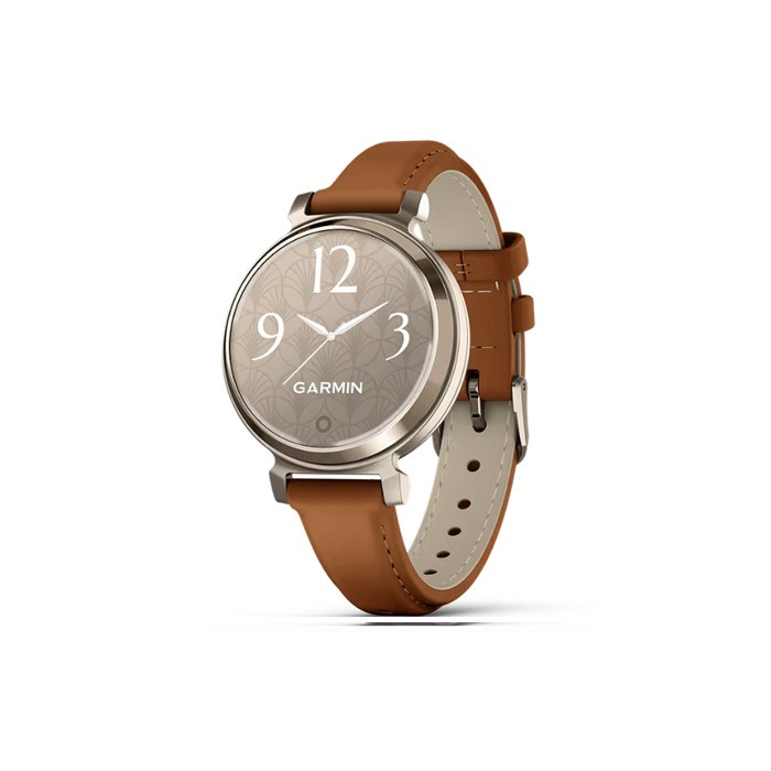 שעון חכם GARMIN Lily 2 Classic Cream Gold Case with Tan Leather Band