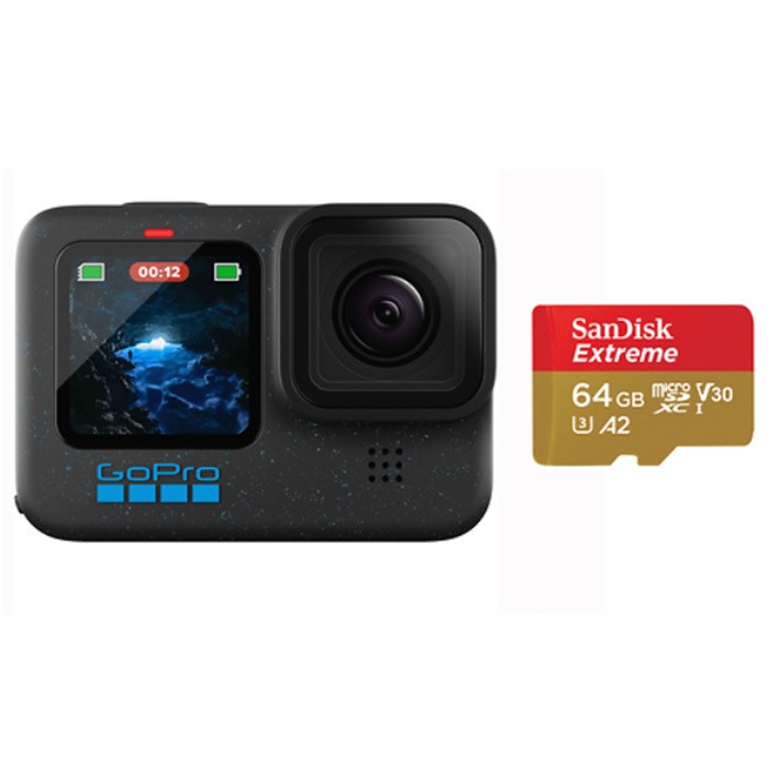 מצלמת אקסטרים GoPro HERO12 Black Specialty Bundle + כרטיס זיכרון