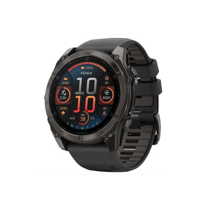 שעון חכם Garmin fenix 8 43mmAMOLEDSaphCrbnGry Ti/BlkBlk/PebblGryBndEMEA