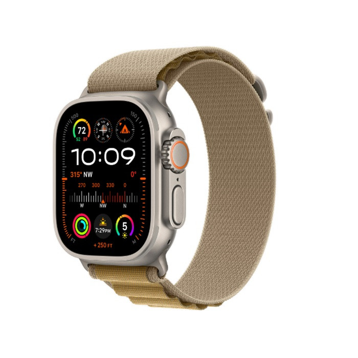 שעון חכם * Apple Watch Ultra 2 GPS + Cellular 49mm Natural Titanium Case with Tan Alpine Loop - Small