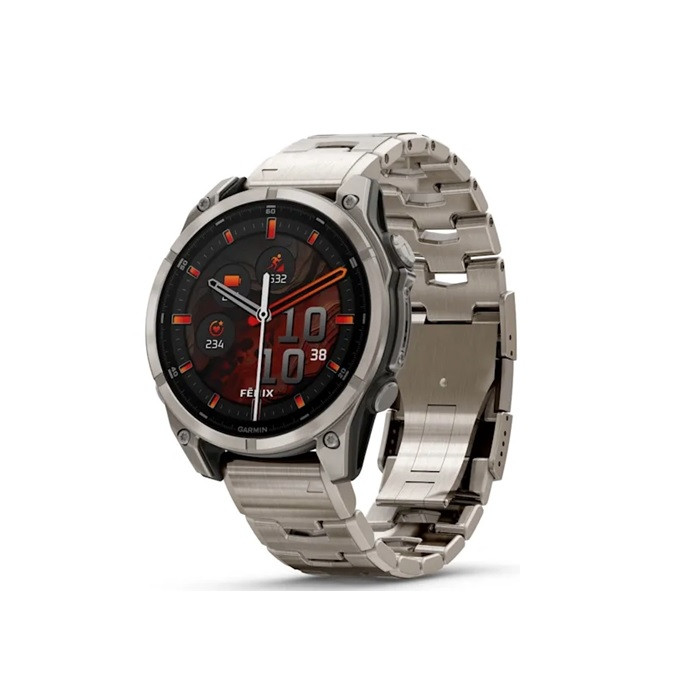שעון ספורט חכם GARMIN fenix 8 47mm AMOLED Saph Ti/Bare/Graphite w/TiBand Excl EME