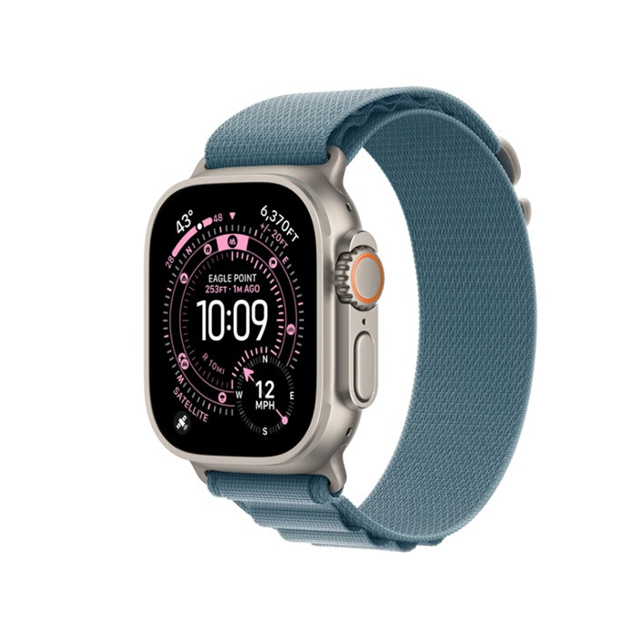שעון Apple Watch Ultra 3  GPS +Cellular  49mm Natural Titanium Case with Light Blue Alpine Loop Small