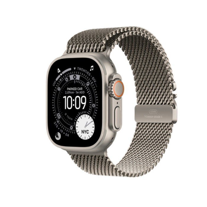 שעון Apple Watch Ultra 3  GPS +Cellular  49mm Natural Titanium Case with Natural Titanium Milanese Loop Small