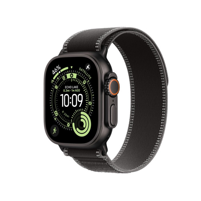 שעון Apple Watch Ultra 3  GPS +Cellular  49mm Black Titanium Case with Black/Charcoal Trail Loop S/M