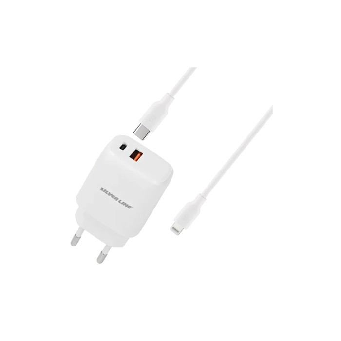 מטען קיר Type-C to Lightning 18W+25W לבן SL