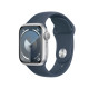 שעון חכם Apple Watch Series 9 GPS 41mm Silver Aluminium Case with Storm Blue Sport Band - M/L